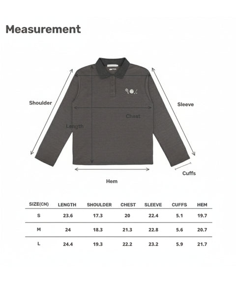Sports Club Tee Holder Long Sleeve PK Shirt Fuzzy Charcoal