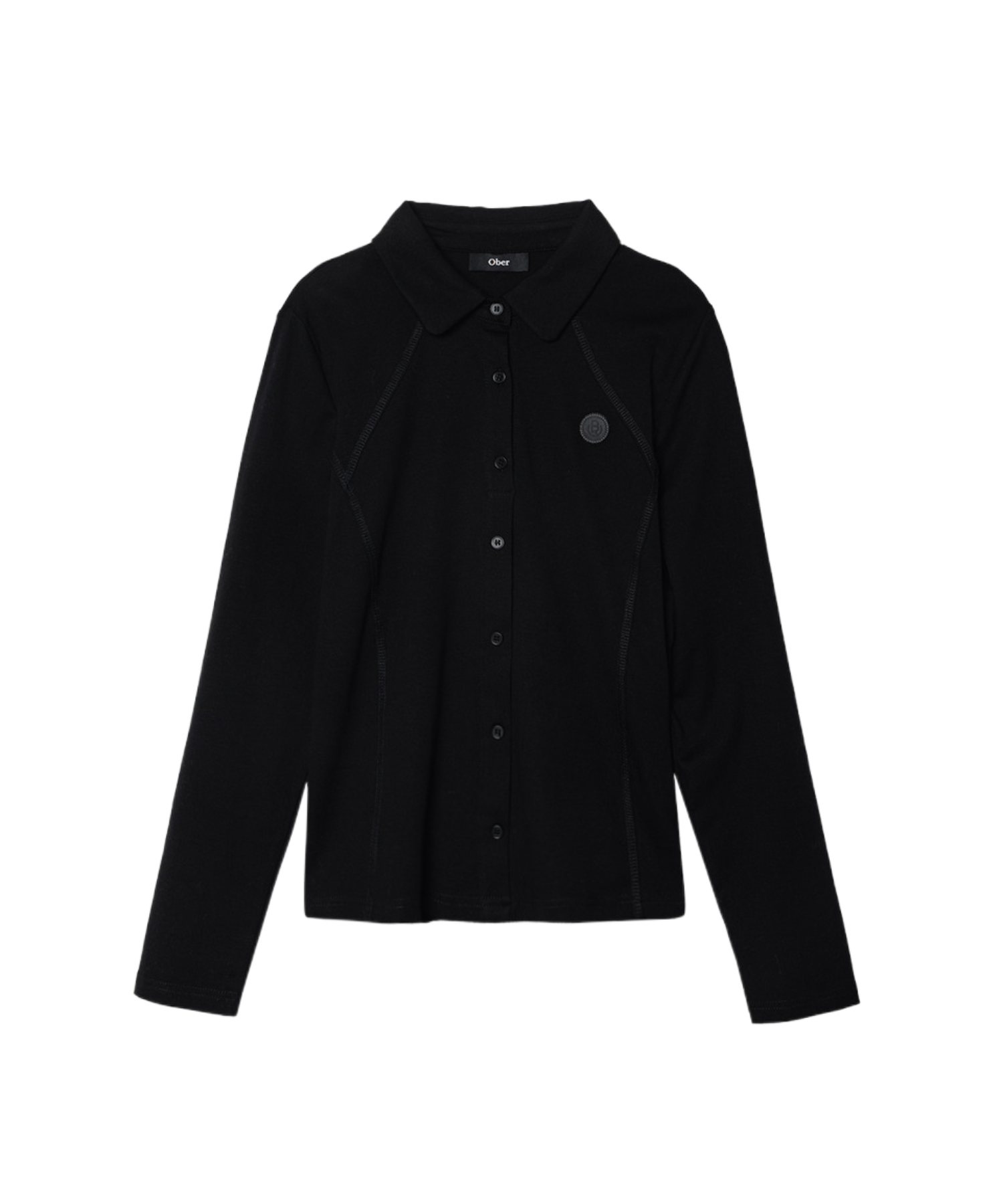 OBER Golf Basic Sporty Cotton Collar Shirt Black