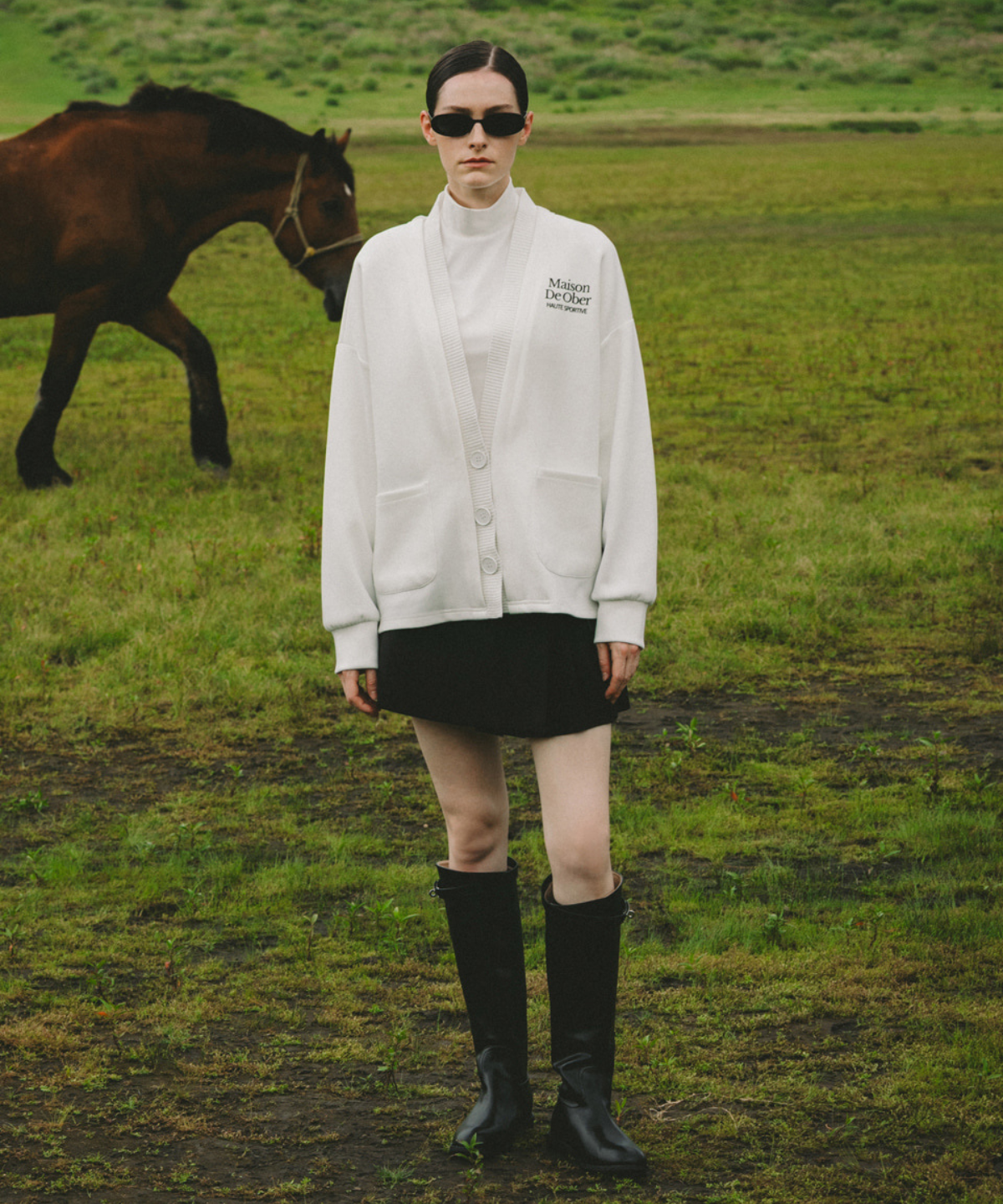 OBER Golf Sweat Combination Cardigan White