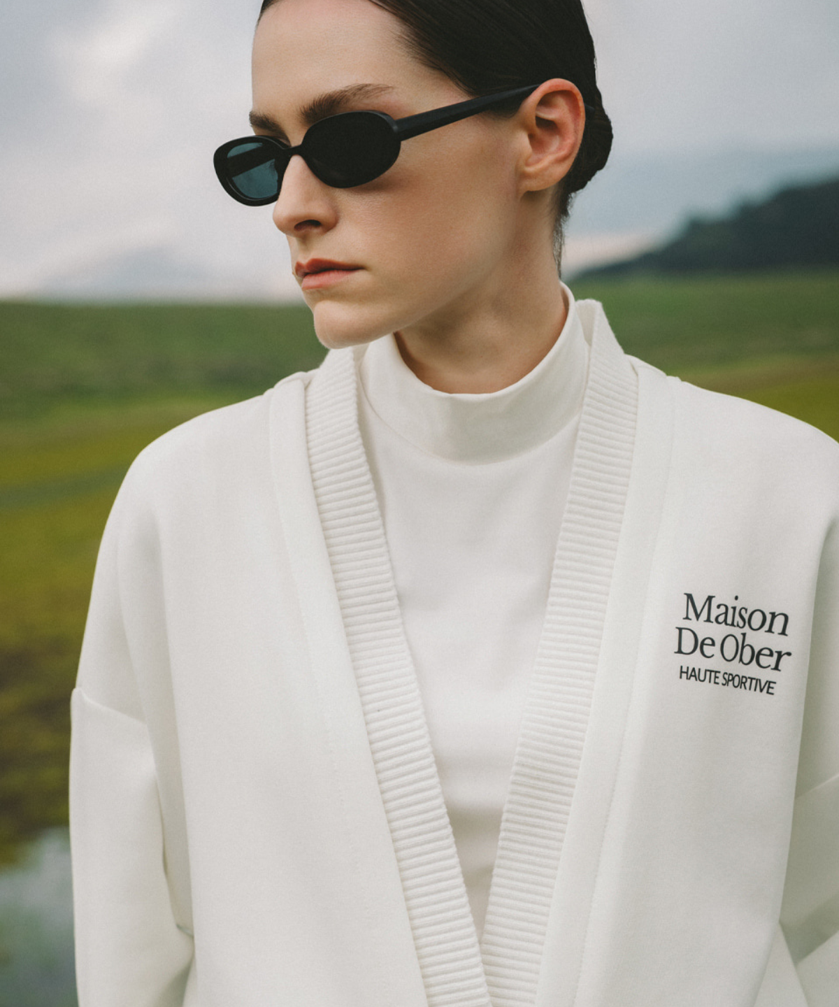 OBER Golf Sweat Combination Cardigan White