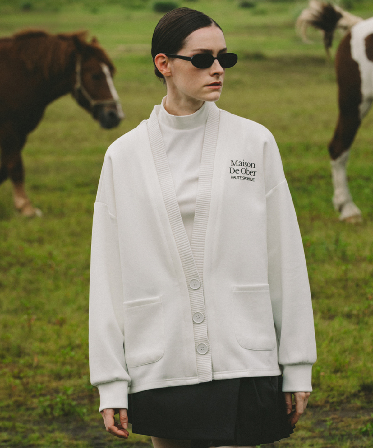 OBER Golf Sweat Combination Cardigan White