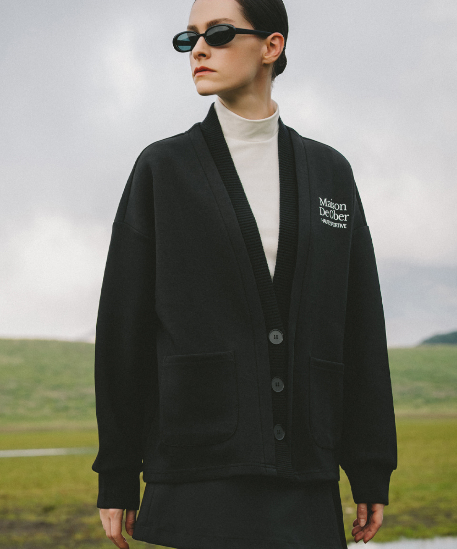 OBER Golf Sweat Combination Cardigan Black