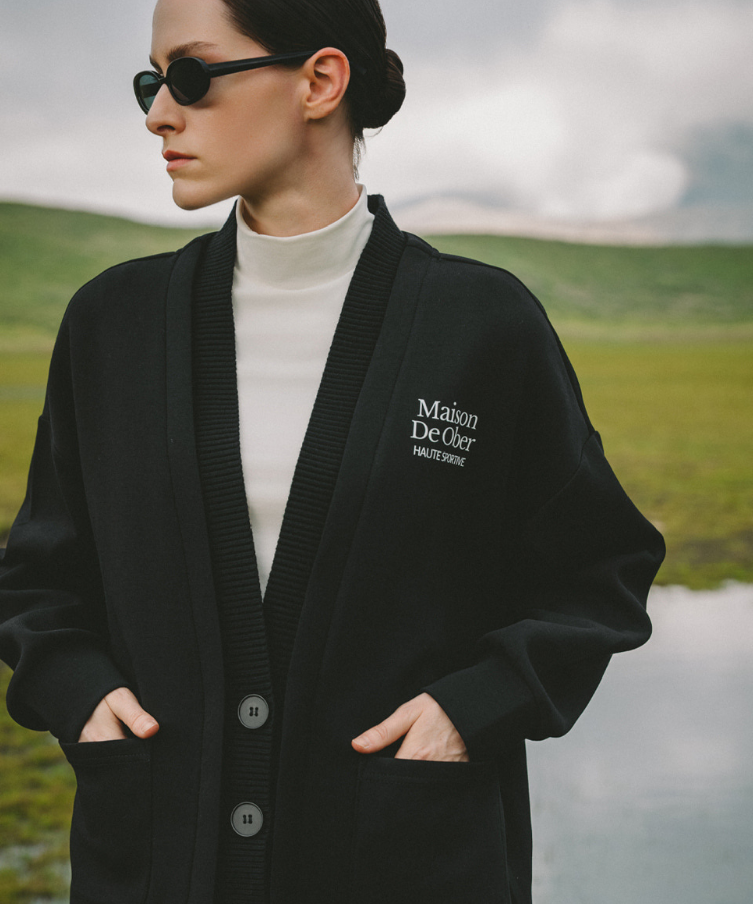 OBER Golf Sweat Combination Cardigan Black
