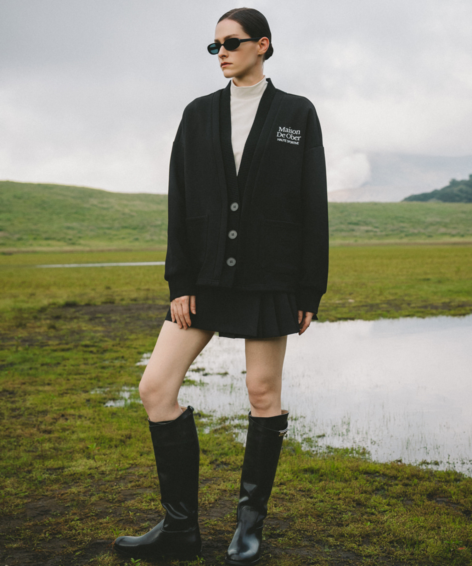 OBER Golf Sweat Combination Cardigan Black