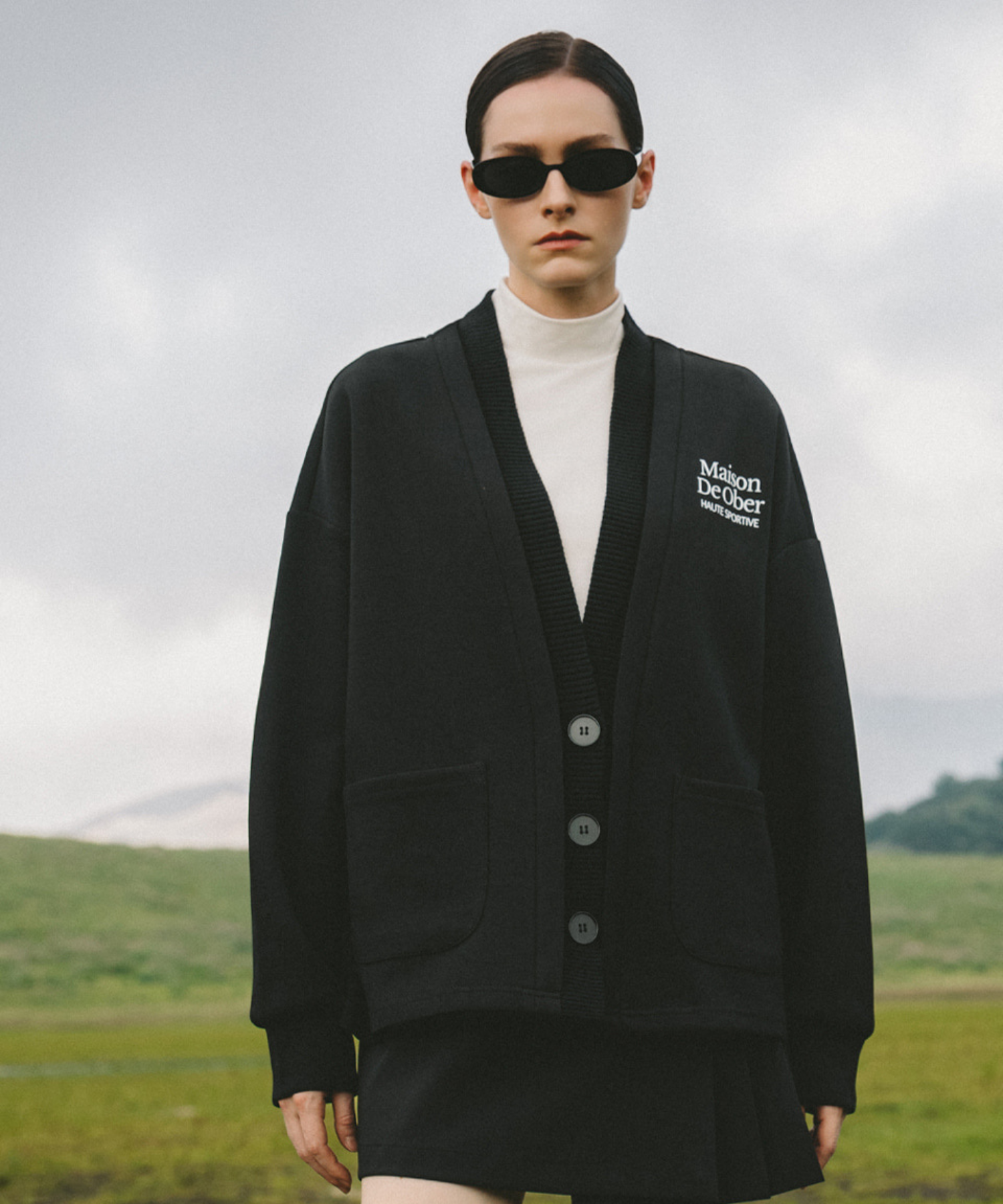 OBER Golf Sweat Combination Cardigan Black