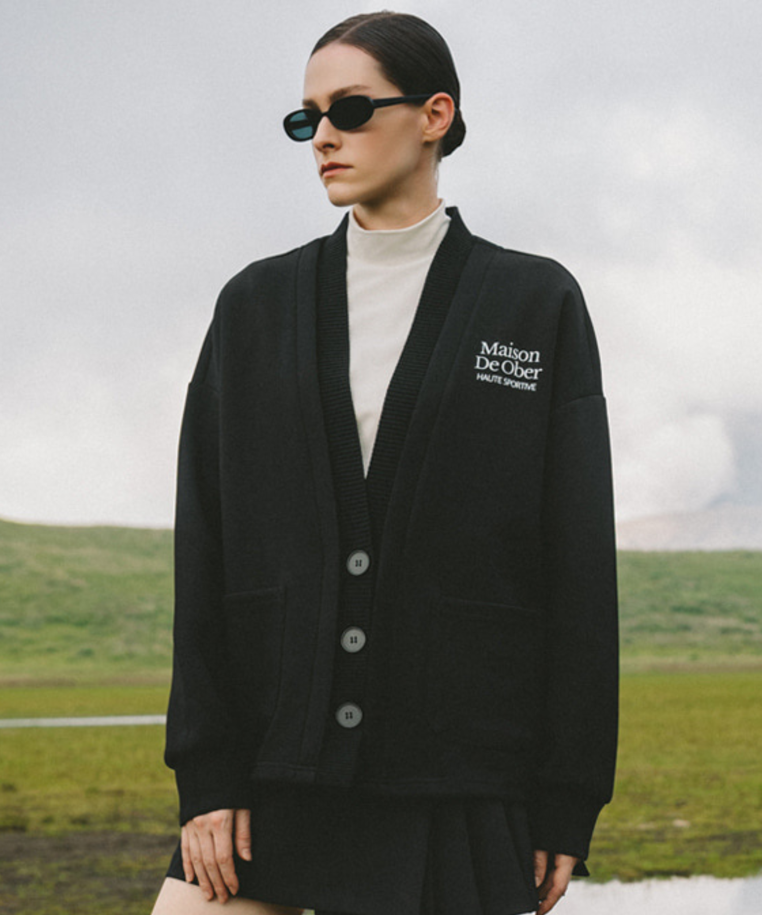 OBER Golf Sweat Combination Cardigan Black