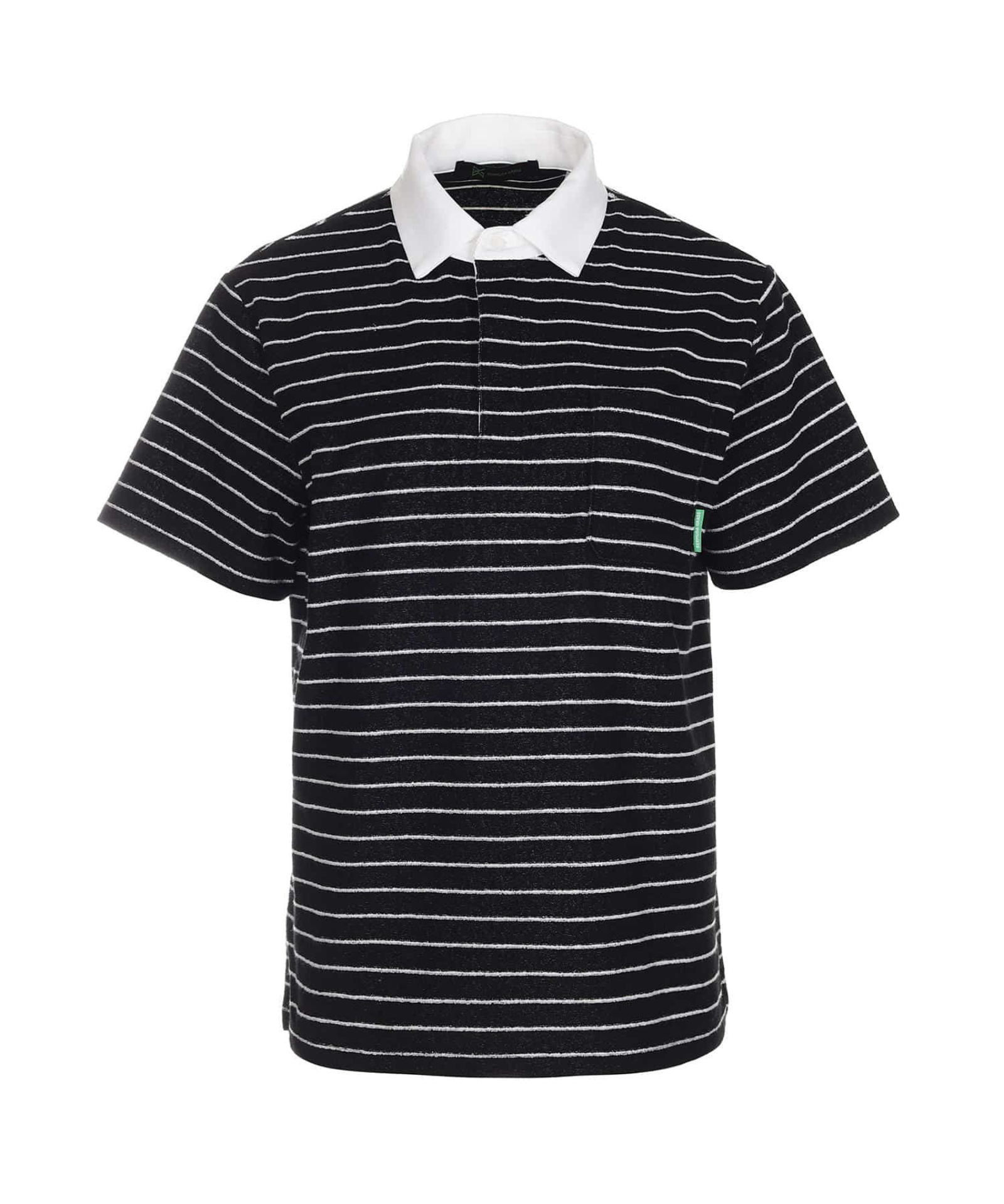 BERMUDA GRASS Terry Stripe Short Sleeve Shirt Black