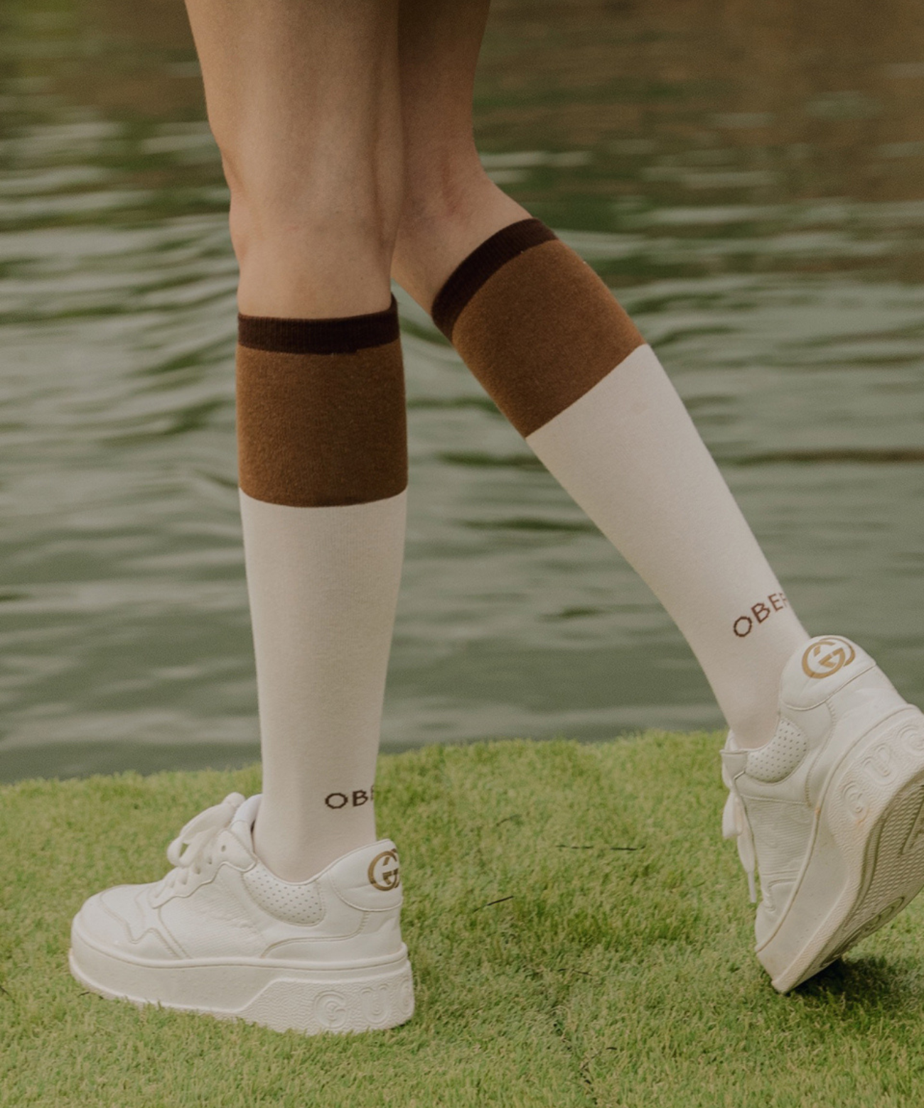 OBER Golf Two Tone Color Block Socks Brown