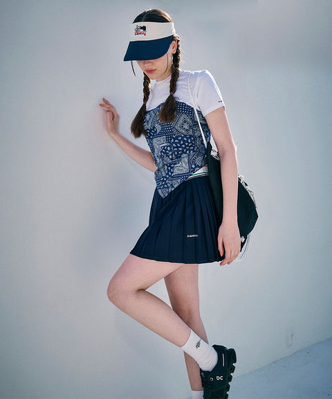 KANDINI Smock Paisley Crop Tee - Navy