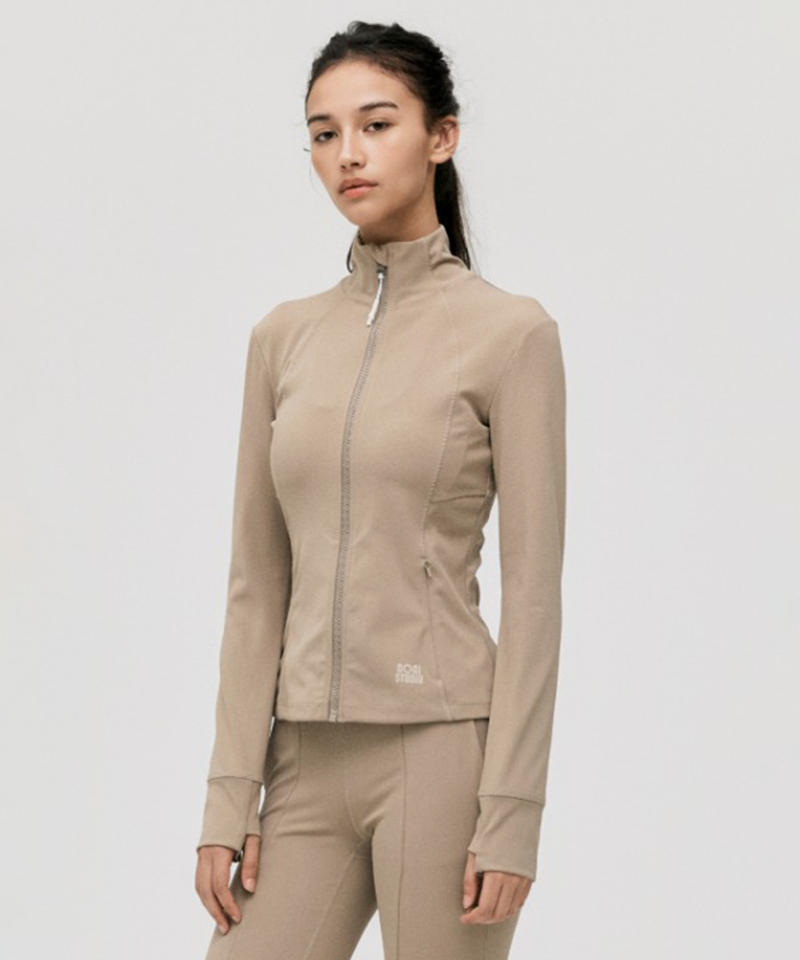 Goal Studio Women's Athletic Jersey Jacket - Dark Beige