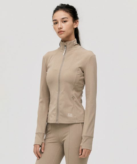 Goal Studio Women's Athletic Jersey Jacket - Dark Beige