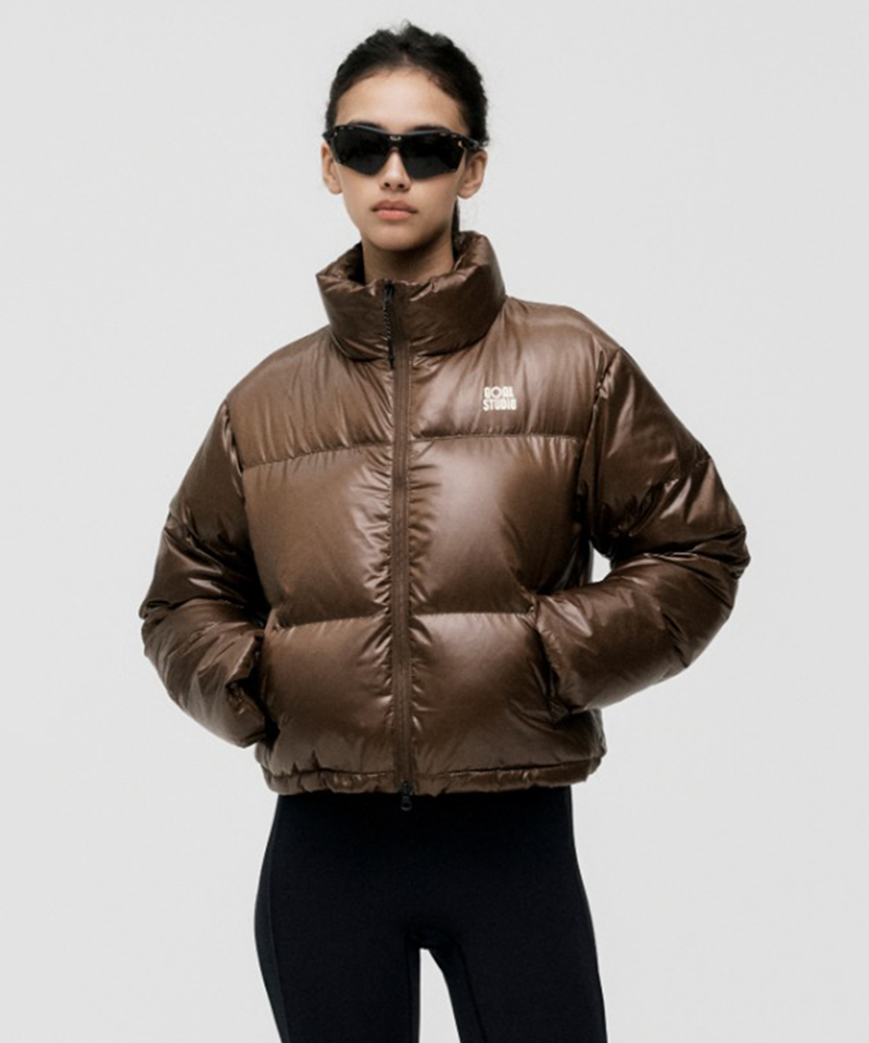 Goal Studio Women's Cropped Puffer Down Jacket - Dark Brown