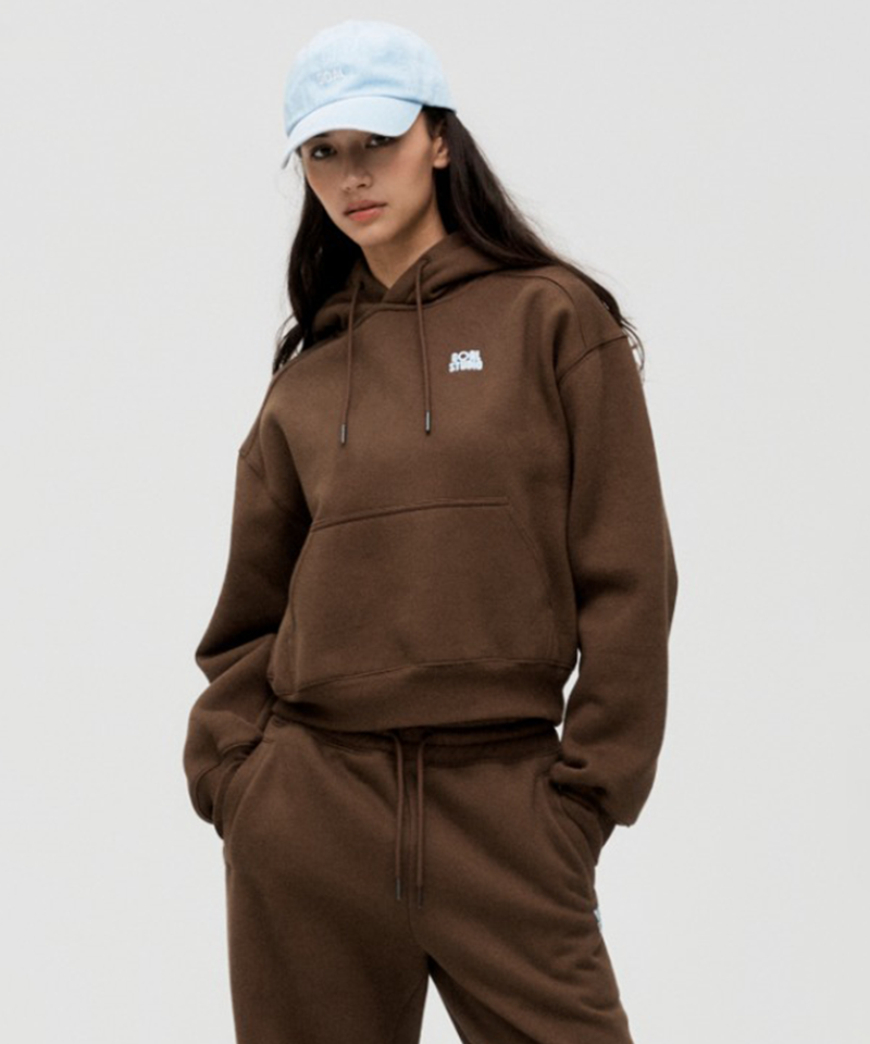 Goal Studio W's Essential Brushed Hoodie - Dark Brown
