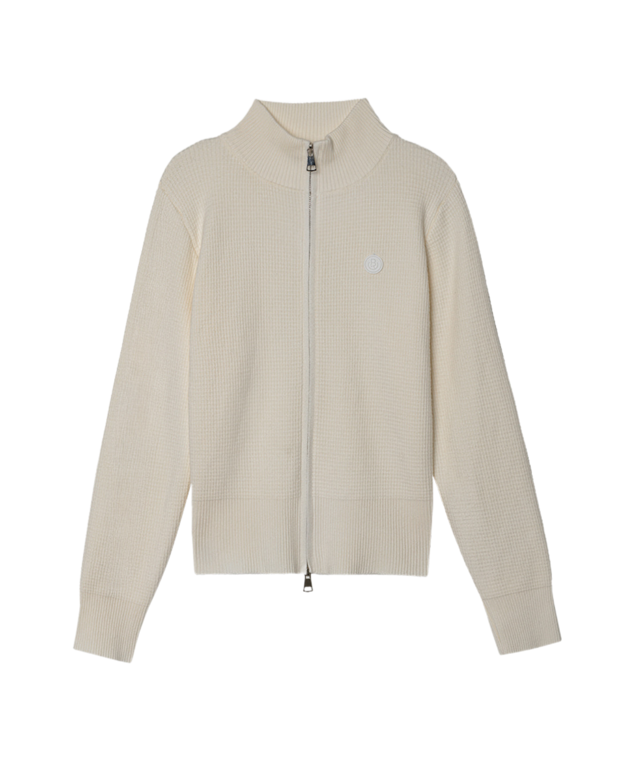 OBER Golf Waffle Knit Zip-up Cardigan Ivory
