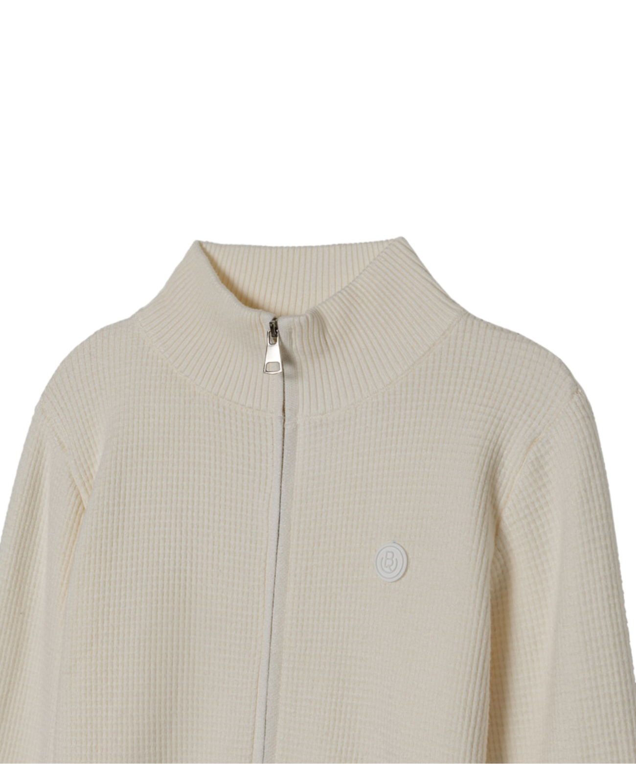 OBER Golf Waffle Knit Zip-up Cardigan Ivory