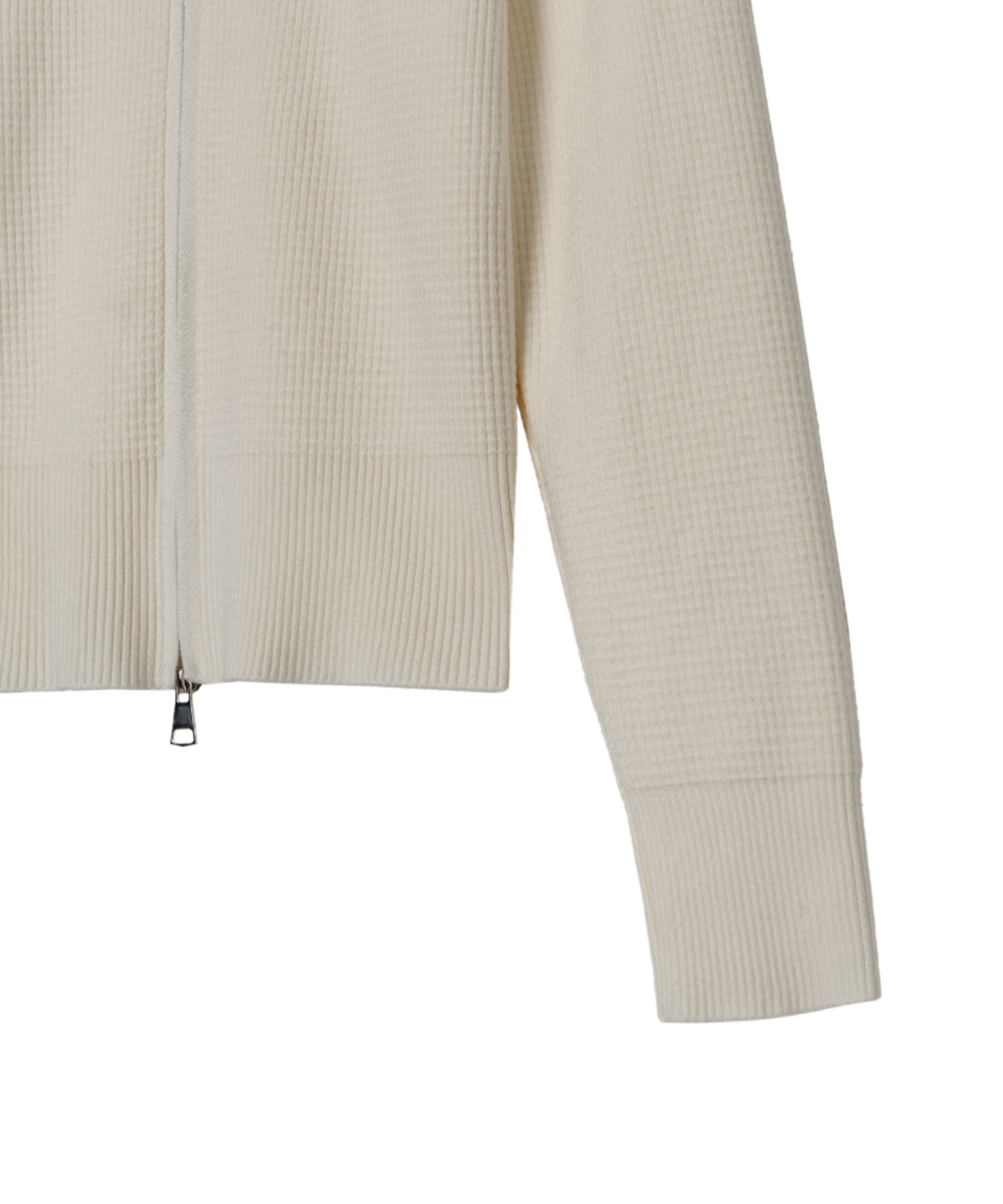 OBER Golf Waffle Knit Zip-up Cardigan Ivory