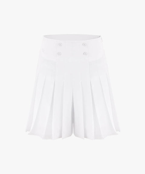 FAIRLIAR Pleated Half Long Culottes Pants - White