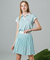 [SET SPECIAL] Haley Women's Over Shoulder Collar Short Sleeve T-Shirt + Pique Pleated Skirt - Mint