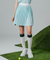 [Warehouse Sale] Haley Women's Over Shoulder Collar Short Sleeve T-Shirt + Pique Pleated Skirt - Mint