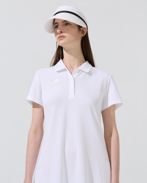 Anell Golf Pique Pleated One Piece - White