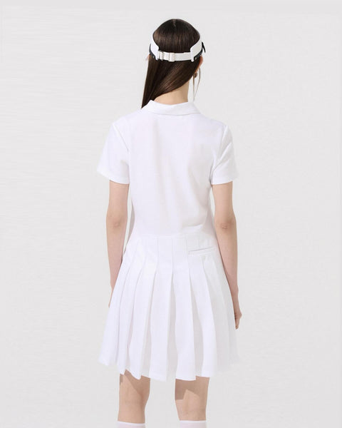 Anell Golf Pique Pleated One Piece - White