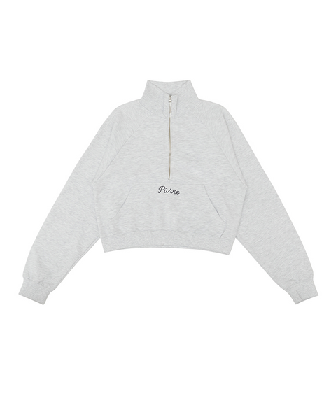 Logo Embroidered Half-zip Sweatshirt -Snow Gray
