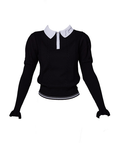 J.Jane Puff Sleeve Collar Knit - Black