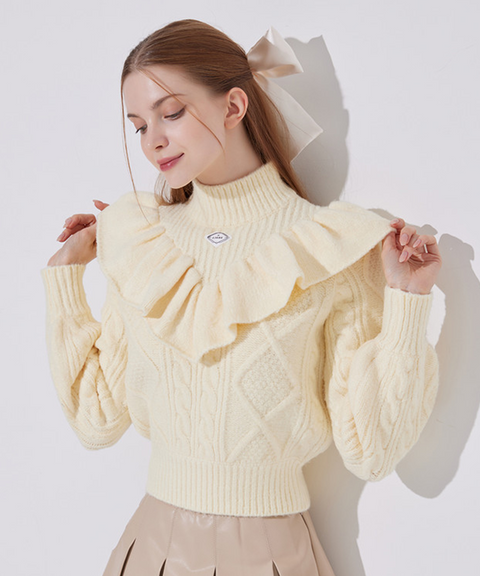 J.Jane Pastel Frill Knit Sweater - Bright Yellow