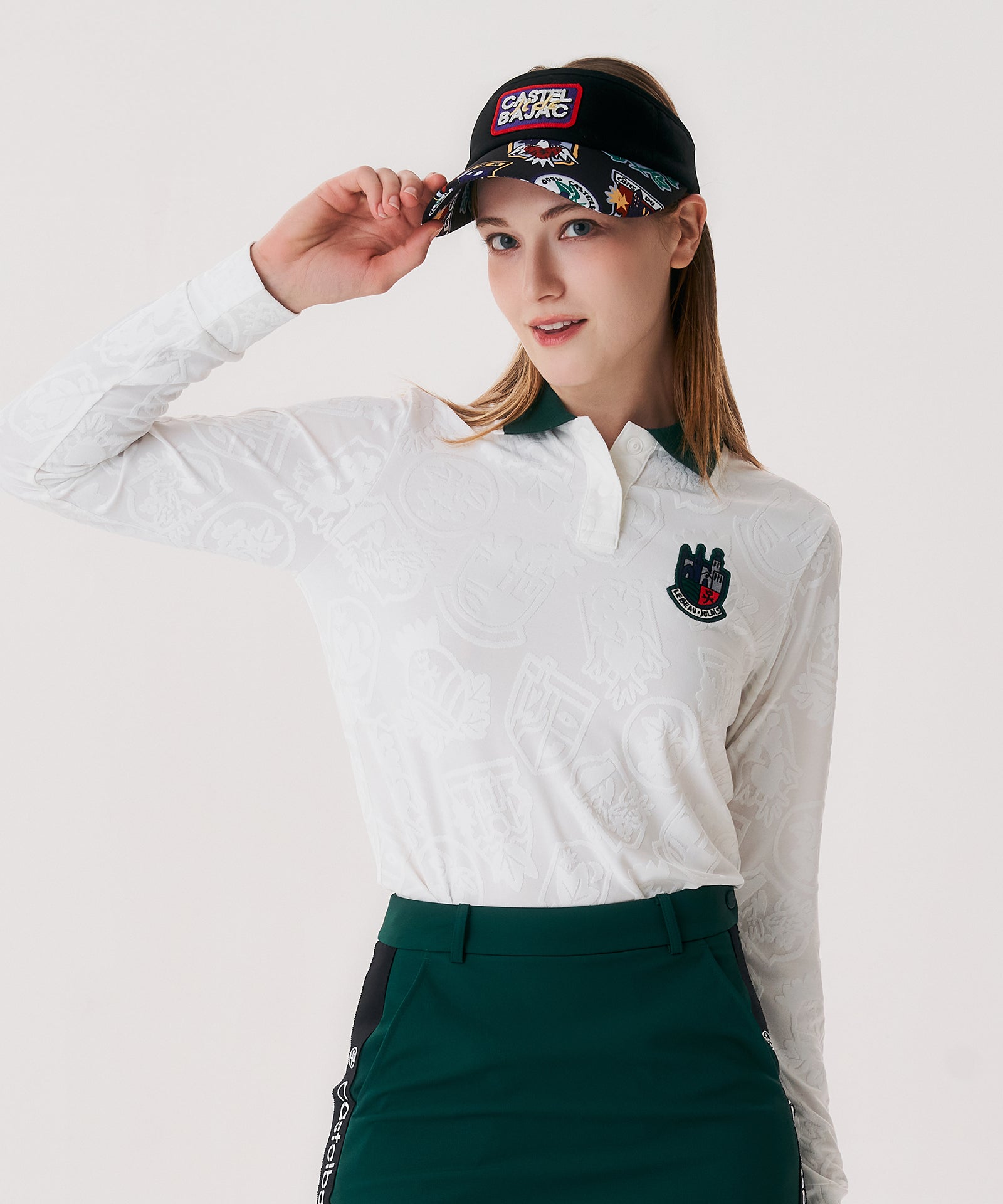 Castelbajac Women's Full-Length Pattern Color Block Collar T-Shirt - White