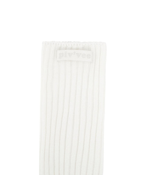 Label Detail Ribbed Socks Cloud White