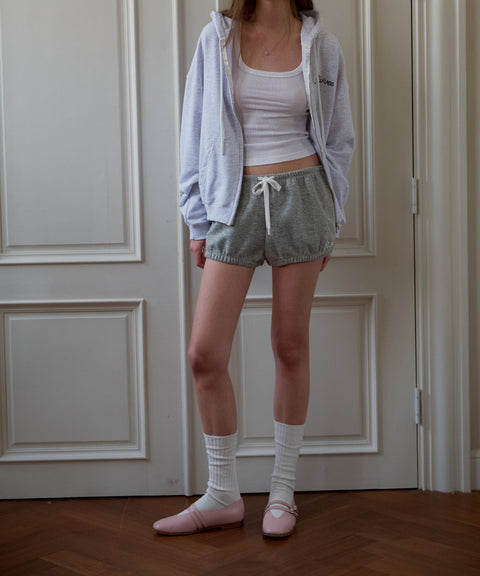 Label Detail Ribbed Socks Cloud White