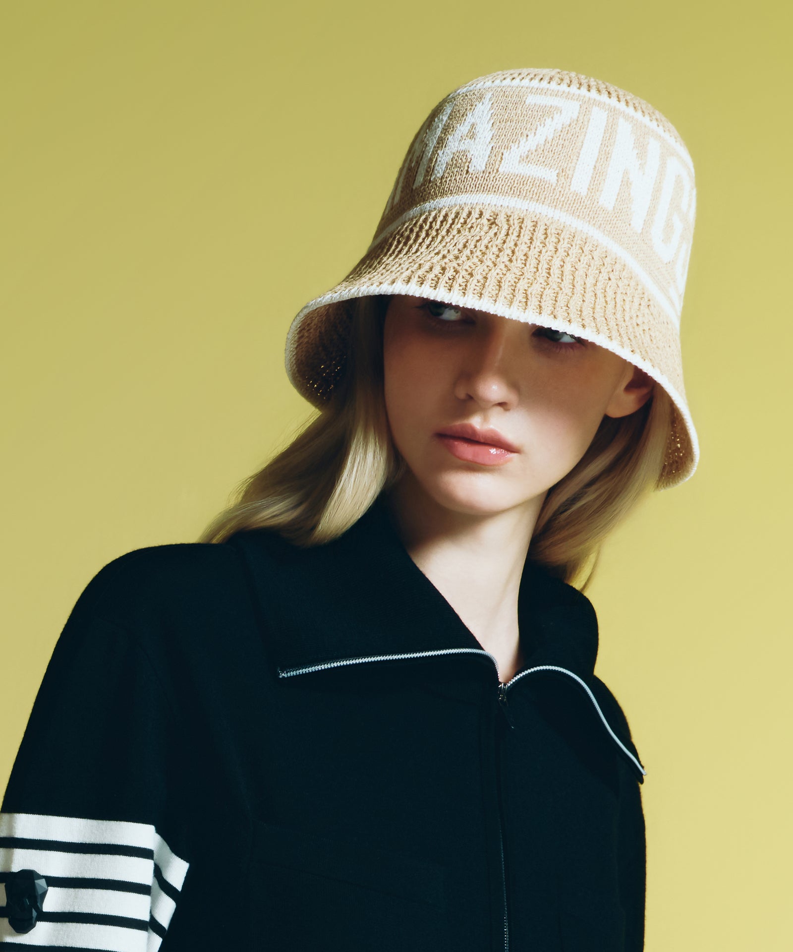 Amazing Cre Logo Cotton Knitted Hat - Light Beige