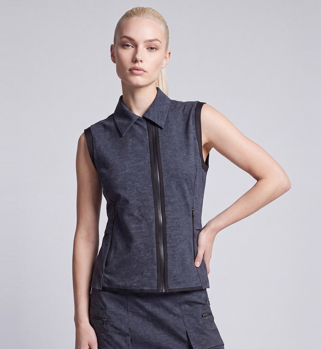 Amazing Cre Women's Engineered Indigo Vest - Navy
