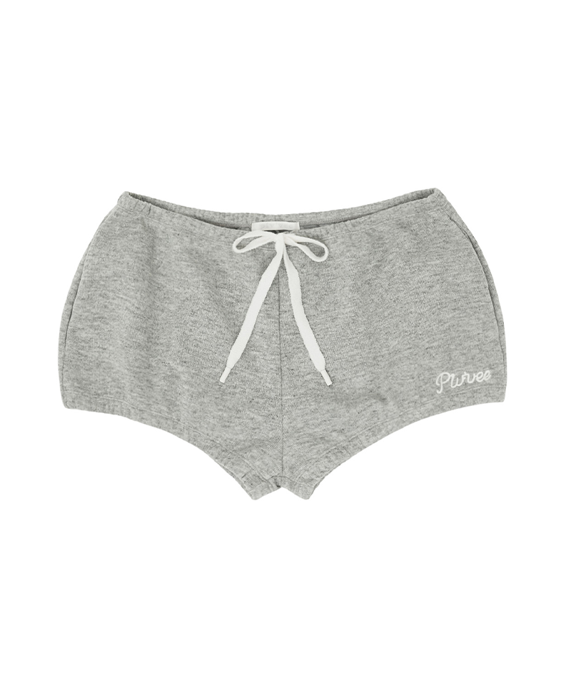 Wool Cotton Puff Shorts- Snow Grey
