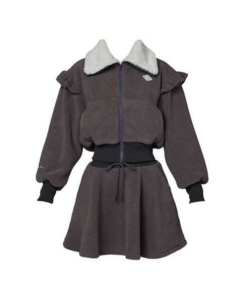 J.Jane Fleece Frill zip-up set - Gray