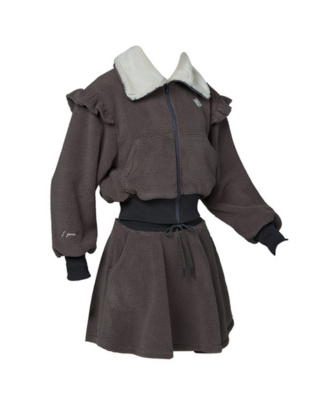 J.Jane Fleece Frill zip-up set - Gray