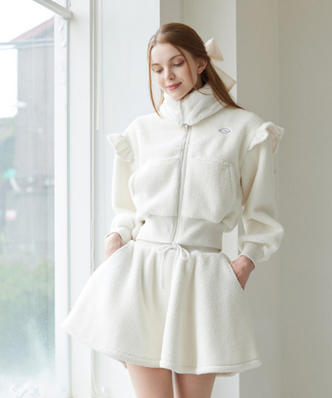 J.Jane Fleece Frill zip-up set - Ivory