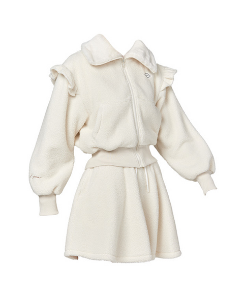 J.Jane Fleece Frill zip-up set - Ivory