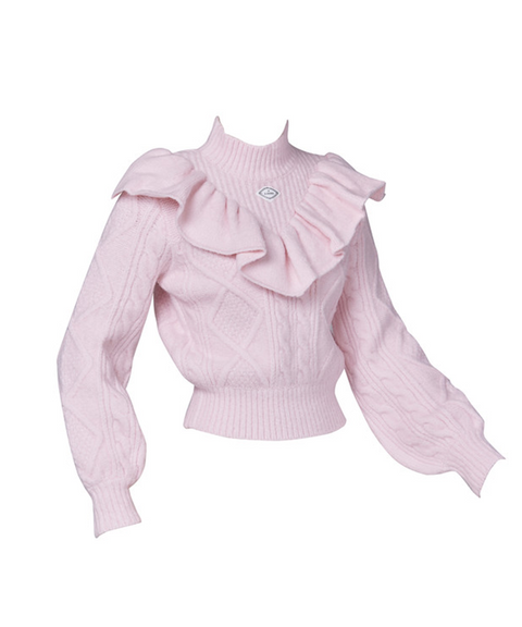 J.Jane Pastel Frill Knit Sweater - Light Pink