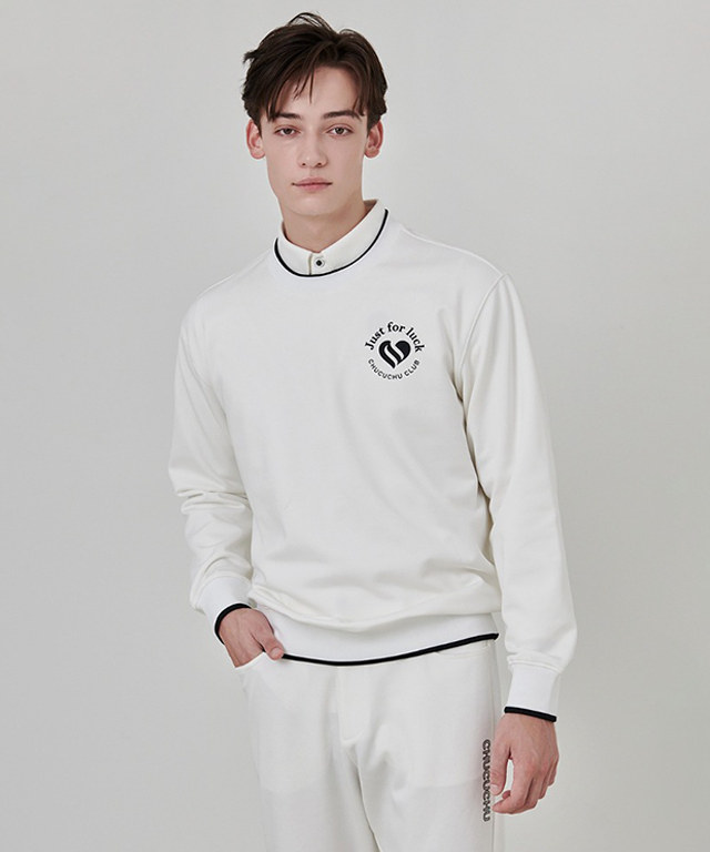 CHUCUCHU Men's Heart Point Crew Neck