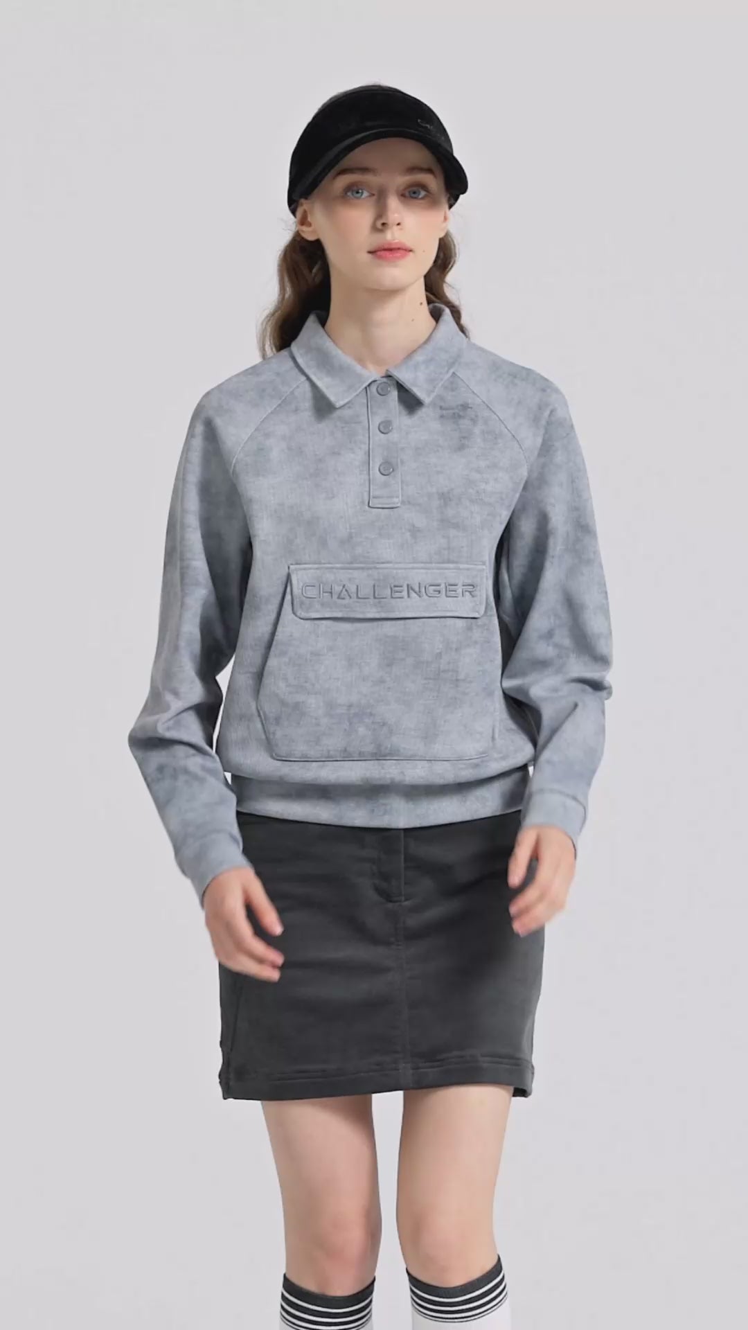 Challenger Women's Coreflex Ombre Collar Long Sleeve T-shirt - Gray video