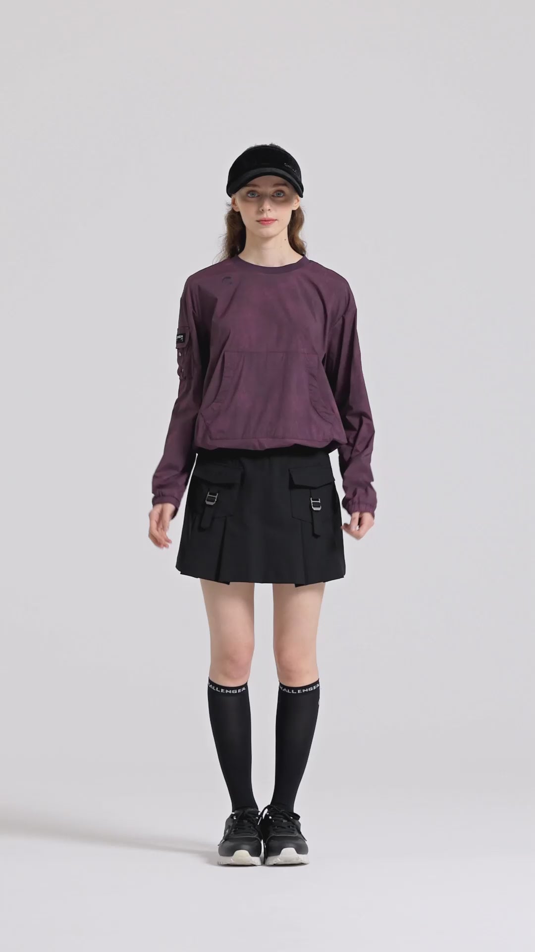 Challenger Women's Belt Pocket Pleated Culottes - Black video