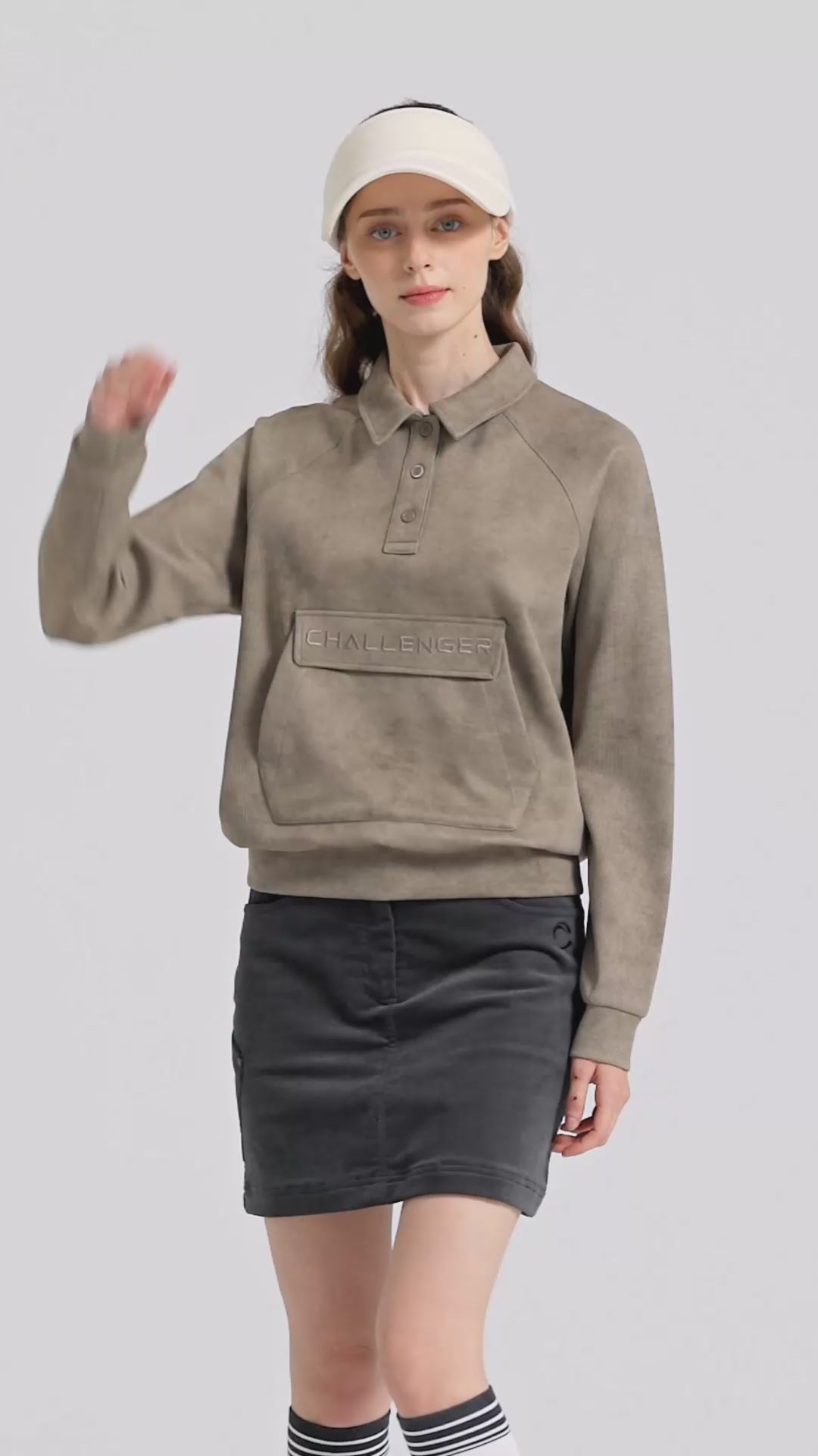 Challenger Women's Coreflex Ombre Collar Long Sleeve T-shirt - Beige video
