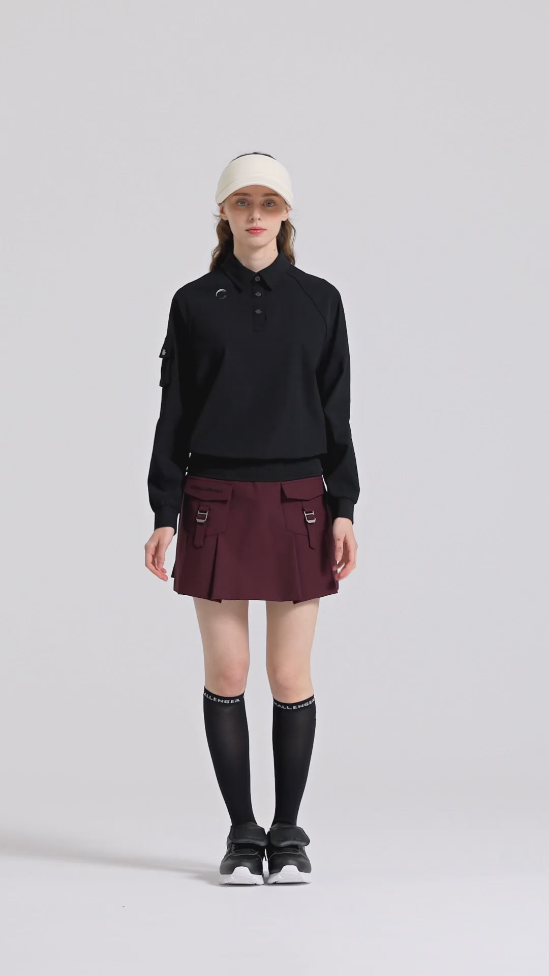 Challenger Women's Belt Pocket Pleated Culottes - Wine video