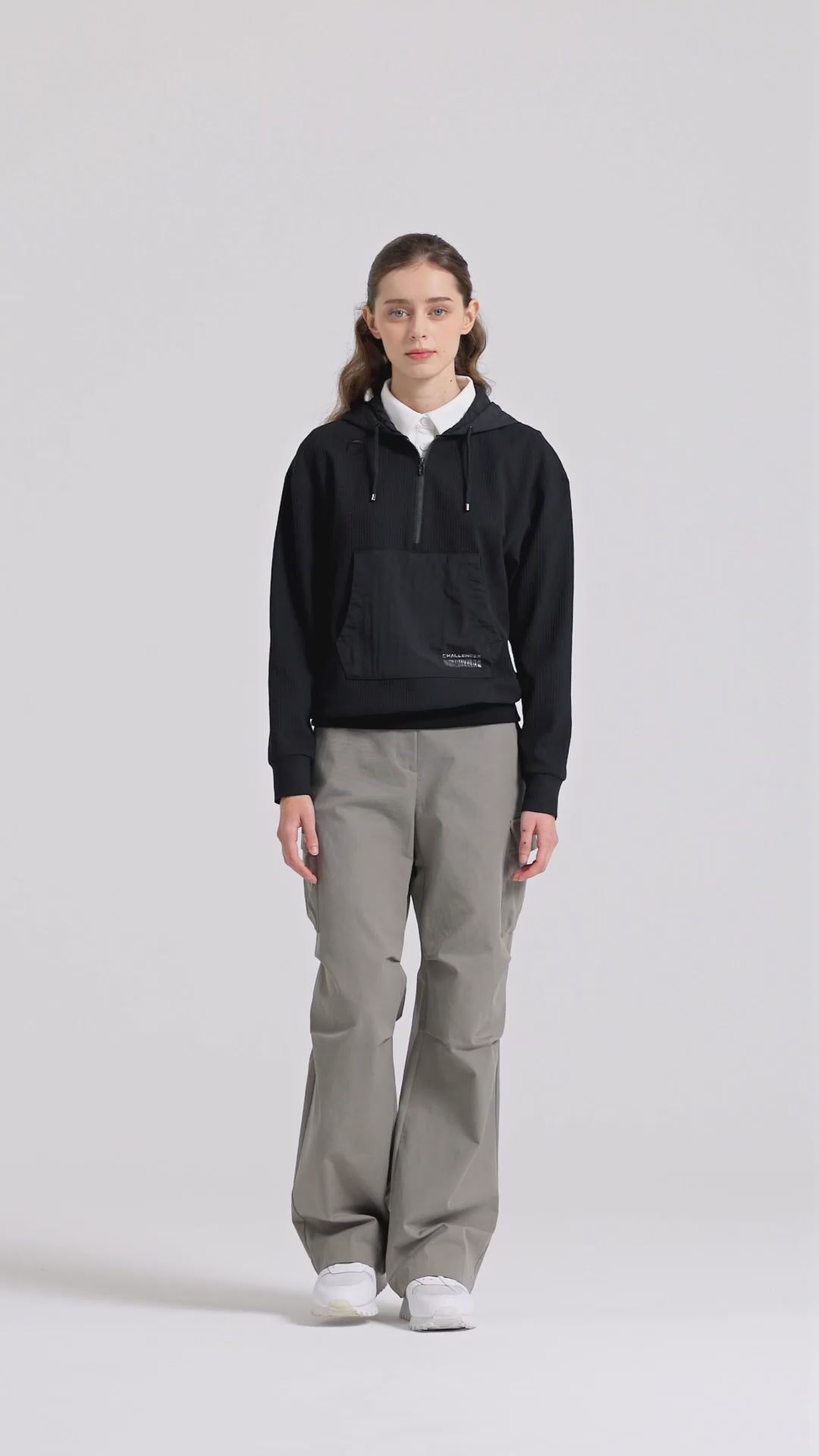 Challenger Women's Cotton-Touch Stretch Cargo Wide Fit Pants - Sand video