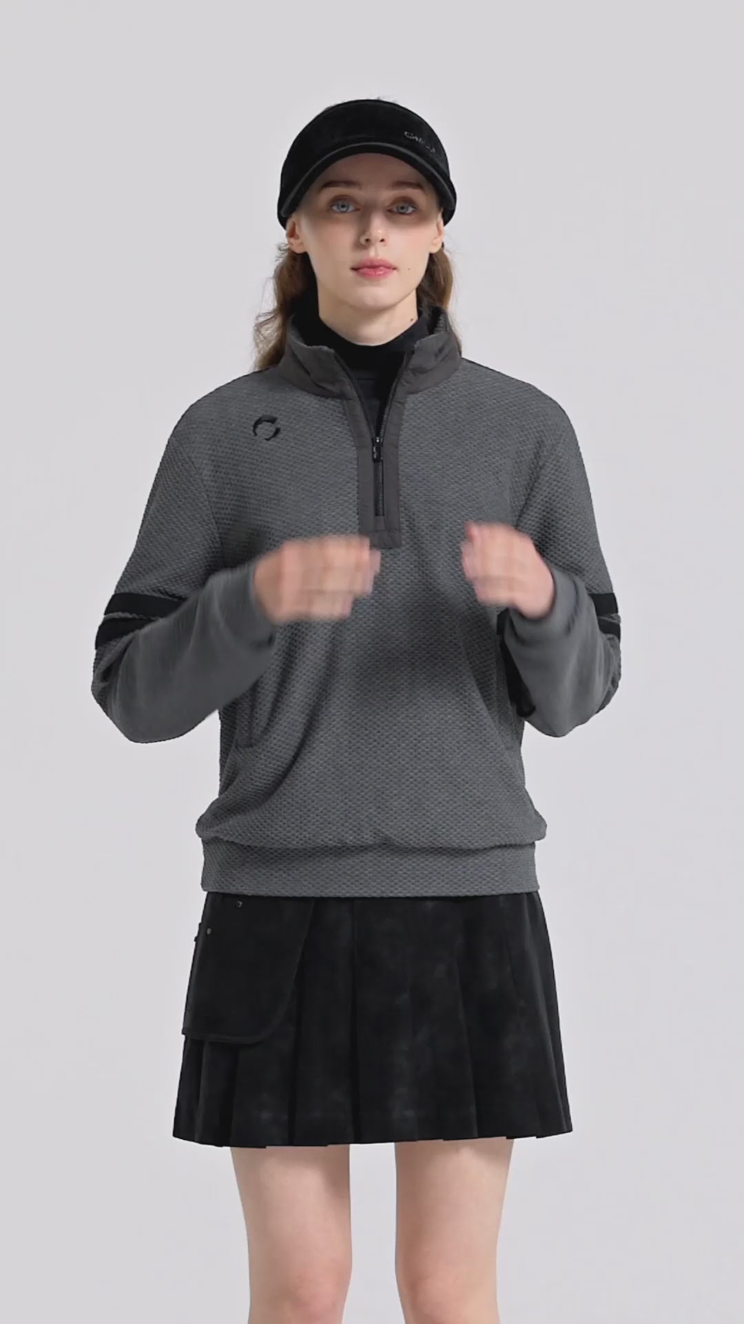 Challenger Women's Honeycomb Windproof Half-Zip Long Sleeve T-Shirt - Charcoal video