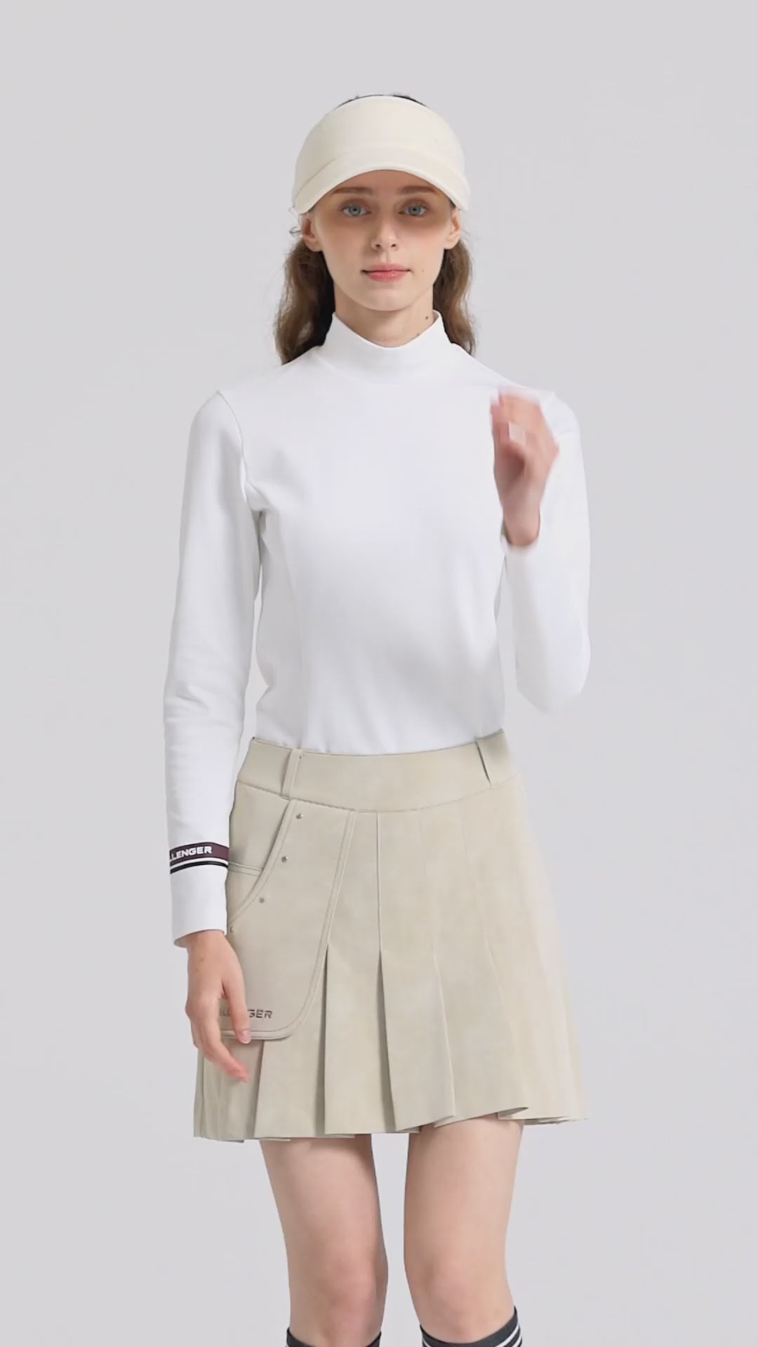 Challenger Women's Solid Logo Mock Neck Long Sleeve T-shirt - White video