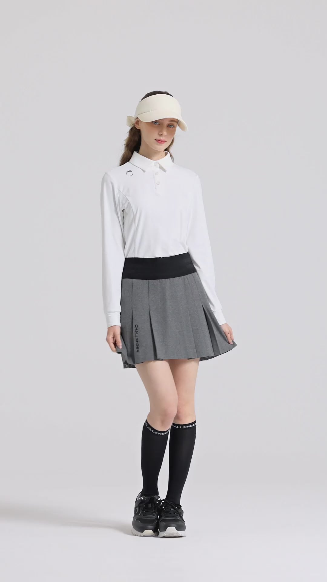 Challenger Women's One-Point Pleated A-Line Culottes - Melange Grey video