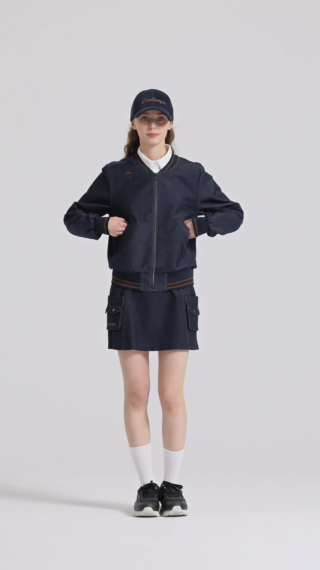 Challenger Women's Denim-like Stitch Cargo Pocket Culottes - Navy video