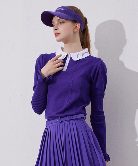 J.Jane Puff Sleeve Collar Knit - Purple